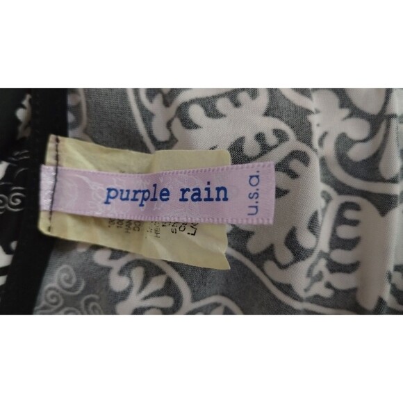 Purple Rain Dress Beautiful Black and White Floral Cap Sleeve Twist Bodice L - Picture 7 of 10